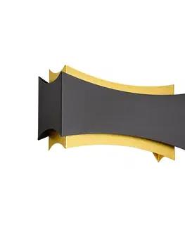 Nástenné osvetlenie Moderná nástenná lampa čierna so zlatom - Plats
