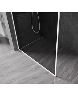 Sprchové dvere MEXEN/S - Kioto-F Sprchová zástena WALK-IN s rámom 70 x 202, grafit 8 mm, biela 800-070-104-20-40