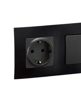 Predlžovacie káble Legrand - domová zásuvka SCHUKO 250V/16A a schodiskový vypínač NILOE, čierne LR0013+LR0114+LR0008