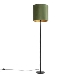Stojace lampy Botanická stojaca lampa čierna so zeleným tienidlom 40 cm - Simplo