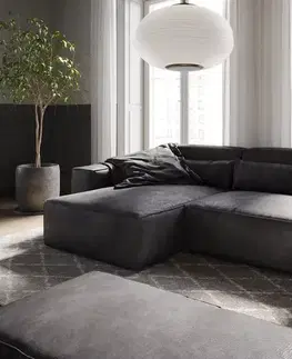 Rohové sedacie súpravy DELIFE Rohová pohovka Sirpio 230x155 cm imitácia kože vintage antracitová variabilné ležadlo s taburetom