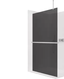 Držadlá k vani CERANO - Sprchová zástěna Walk-in Onyx Top Round L/P - 10 mm - kulatá vzpěra + polička/držák na ručníky - chrom, grafitové sklo - 150x200  CER-8050BD785918