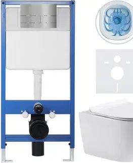 Záchody CERANO - Kompletný WC set Profi/Felci - biela lesklá - WC tlačidlo Line/Nerez - predstenová inštalácia - 52,5x36 CER-8050BD84328