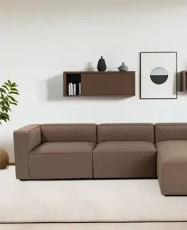 Sedacie súpravy Rohová sedacia súprava / Rohová pohovka Mora XL (L1-O1-ChlRight) - Brown