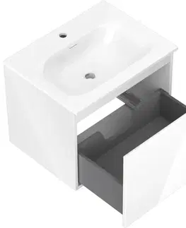 Kúpeľňový nábytok MEXEN/S - Orio kúpeľňová skrinka 60 cm s umývadlom Vela, 1 šuplík, biela lesk 91A10-06047-1-BF00-W23M00