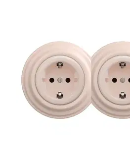 Predlžovacie káble lap - Dvojitá retro domová zásuvka so rámčekom SCHUKO 230V/16A staroružová 2xKA0120+2xKA0143