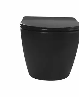Záchody PRIM předstěnový instalační systém s chromovým tlačítkem 20/0041 + WC REA CARLO MINI RIMLESS ČIERNY MAT + SEDADLO PRIM_20/0026 41 MM1