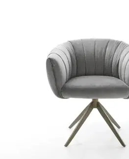 Jedálenské stoličky DELIFE Jedálenská stolička Jada-Flex zamat sivá krížová podstava široká titánová farba 360° otočná hojdacia funkcia vrecková pružina