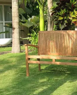 Záhradné lavice DEOKORK Záhradná teaková lavica HARMONY 120 cm