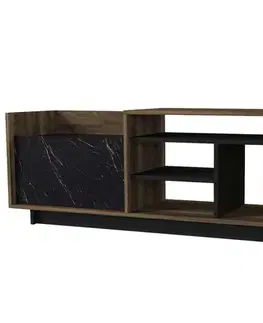 TV stolíky ENTO televízny stolík, orech/čierny mramor