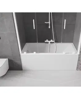 Sprchové dvere MEXEN/S - Velar Duo Dvojkrídlová posuvná vaňová zástena 150 x 150, transparent, biela 896-150-000-02-20