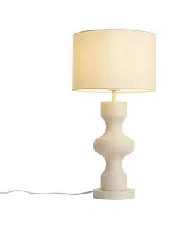 Stolné lampy Retro stolná lampa béžová s látkovým tienidlom - Captain