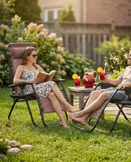 Záhradný nábytok 4Home Záhradné plážové polohovacie kreslo Relax, hnedá