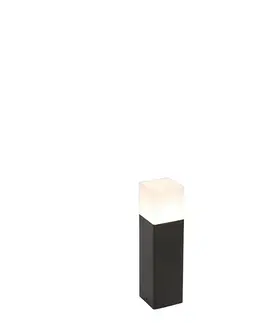 Zahradne stlpove lampy Stojaca vonkajšia lampa čierna s opálovou bielou 30 cm - Denmark