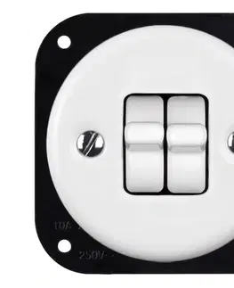 Predlžovacie káble Elhard - Keramický retro sériový vypínač s páčkou bez rámčeka č. 5 biely KV1205W