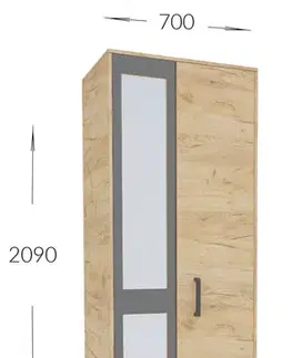 Šatníkové skrine VIVIEN šatníková skriňa 2D, Dub Craft zlatý/grafit