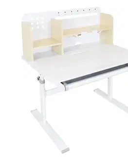 Písacie a pracovné stoly KONDELA Adan rastúci písací stolík prírodná / biela