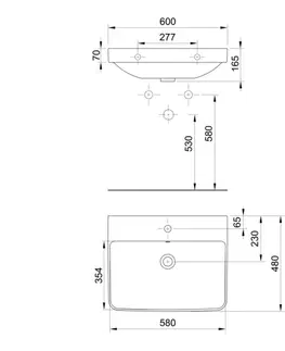 Umývadlá SAPHO - NERON keramické umývadlo 60x48cm, biela 201.128.0