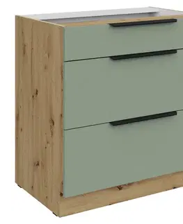 Kuchynské dolné skrinky KONDELA Arsany 80 D 3S BB dolná kuchynská skrinka aquamarine / dub artisan