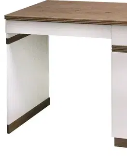 Písacie a pracovné stoly TARANKO Como CM P pc stôl biely vysoký lesk / dub Como