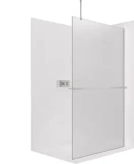 Držadlá k vani CERANO - Sprchová zástěna Walk-in Onyx Top Round L/P - 8 mm - kulatá vzpěra + polička/držák na ručníky - chrom, mléčné sklo - 70x200  CER-8050BD1657