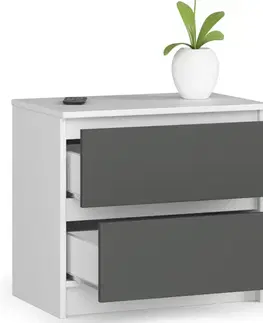 Nočné stolíky Dizajnový nočný stolík KARIN60, biely / grafit