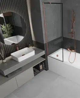 Sprchové dvere MEXEN/S - Next vaňová zástena FIX 60 x 150, čierna vzor, meď kartáčovaná 895-060-000-00-70-65