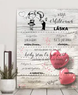 Tabuľky s venovaním (darčeky) Darček na Valentína - Vyznanie lásky pre ženu - personalizovaný obraz
