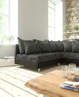 Rohové sedacie súpravy DELIFE Rohová pohovka Clovis čierna modulárna opierka ležadlo pravá
