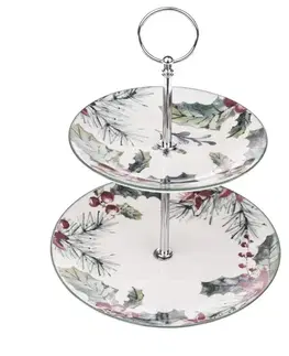 Podnosy a tácky Vianočný porcelánový etažér Needles