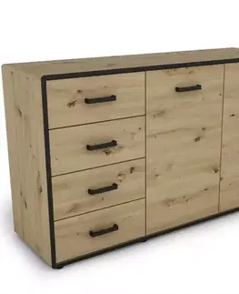 Komody do spálne Komoda Capannoli 148 4s 2d dub artisan/čierna