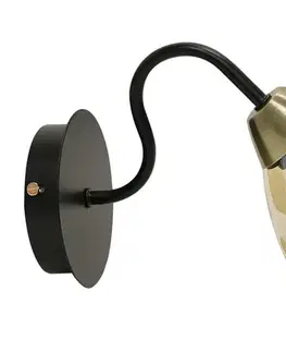 Bodové svetlá Nástenná lampa čierna/zlaté sklo dymové 1xE27 Unica