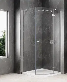 Sprchové dvere POLYSAN - GLOBE CHROME štvrťkruhová sprchová zástena 800x800, číre sklo, pravé GB2680RC