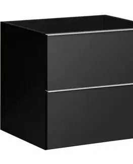 Kúpeľňový nábytok CERANO - Kúpeľňová skrinka pod umývadlo s úchytkou Velora - čierna matná, chrómová úchytka - 59x53x46,5 CER-665047