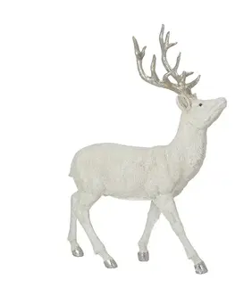 Vianočné dekorácie Figúrka Deer White 32x12x39 cm silver