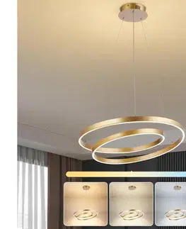 Svietidlá BRILAGI-LED Stmievateľný luster na lanku TWISTER LED/48W/230V priemer 50 cm zlatý +DO BRI482