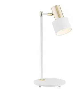Lampy Argon 4256 - Stolná lampa DORIA 1xE27/15W/230V biela/mosadz 4256