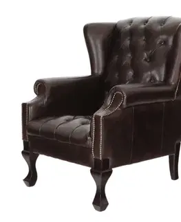 Sedacie súpravy Kreslo Chesterfield Chester z pravej hovädzej kože Brown