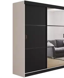 Spálňové šatníkové skrine Skriňa Retro 138 3L Biely / Dvierka čierna