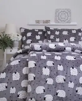 Obliečky MKLozkoviny.sk Obliečky mikroplyš Exclusive – Ovečky - 140 × 200 cm - 70 x 90 cm