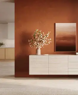 Komody DELIFE Komoda Cuor 180 cm keramika Laminam® Travertino Bianco krémovo biela 2 dvierka 3 zásuvky závesná