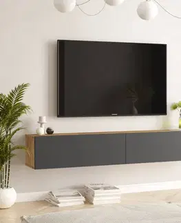 TV stolíky závesný TV stolík FREY 8, farba borovica + antracit