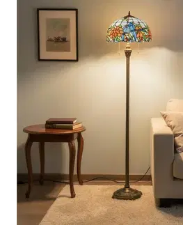 Lampy BRILAGI - Tiffany vitrážová stojacia lampa JUNGLE 2xE27/60W/230V BRF-12003