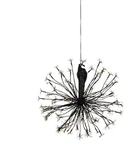 Svetelné reťaze do exteriéru Vianočná závesná lampa guľa čierna 60 cm vrátane LED s časovačom IP44 - Nobu