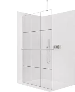 Držadlá k vani CERANO - Sprchová zástěna Walk-in Onyx Top Round L/P - 8 mm - kulatá vzpěra + polička/držák na ručníky - chrom, industriální sklo - 120x200  CER-8050BD1632