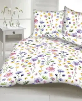 Obliečky Obliečky krepové Flower rainbow TiaHome - 1x Vankúš 90x70cm, 1x Paplón 140x200cm