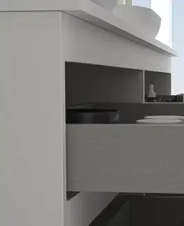 Kúpeľňový nábytok CERANO - Kúpeľňová skrinka Carole + doska pod umývadlo Navira Slim - 18 mm - biela matná - 120x49,8x46 CER-476351
