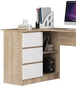 Písacie stoly Moderný písací stôl SCYL155L, dub Sonoma / biely