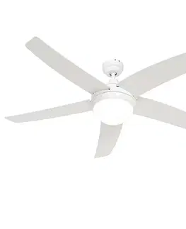 Stropné ventilátory Inteligentný stropný ventilátor biely s drevenou potlačou 132 cm vrátane LED stmievateľného s diaľkovým ovládaním - Cool