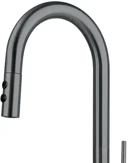 Kúpeľňové batérie DEANTE - Olfato titánová kuchynská batéria, s vyťahovacím hrdlom - 2 typy prúdu BQO_D72M